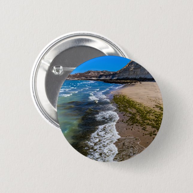 Beach in Puerto Piramides, Argentina Button (Front & Back)