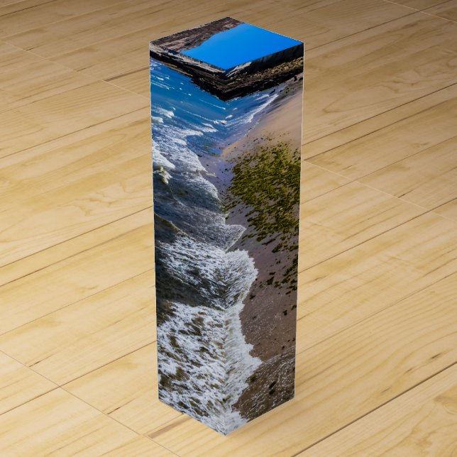 Beach in Puerto Piramides, Argentina Wine Box (Front)