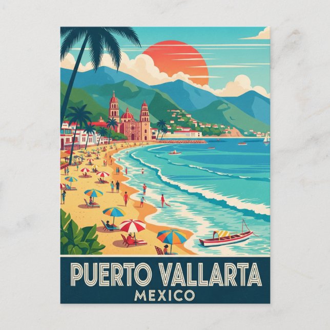 Beach in Puerto Vallarta Mexico Travel Postcard (Front)