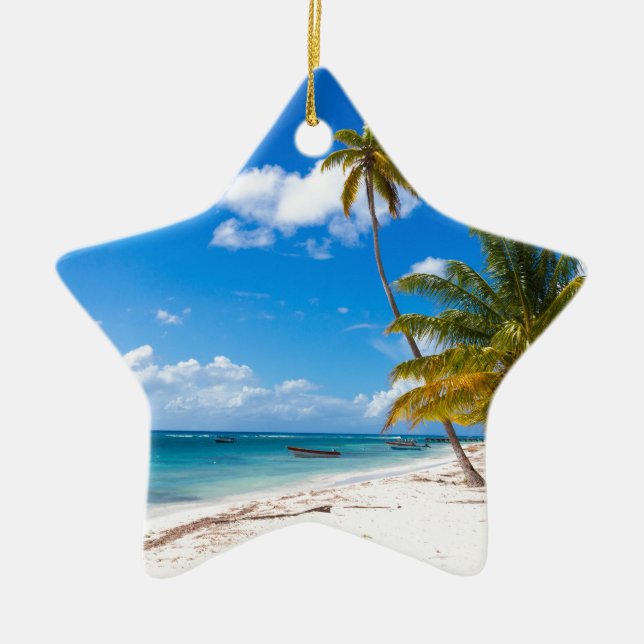 Beach in Saona Dominican Republic Ceramic Ornament (Front)