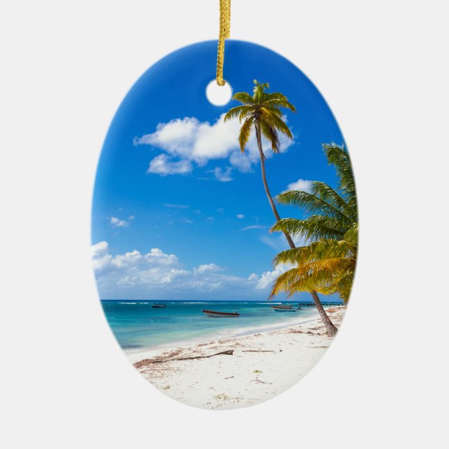 Beach in Saona Dominican Republic Ceramic Ornament (Front)
