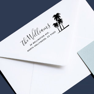 Beach Inspired Elegant Name and Return Address Rubber Stamp