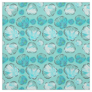 Beach Inspired Fabric Stylish Teal Clam Shells