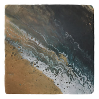 Beach inspired travertine Trivet - Gold Wake