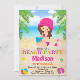Beach invitation Summer beach birthday invitation