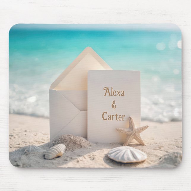 Beach Invitation With Starfish Mouse Pad (Front)