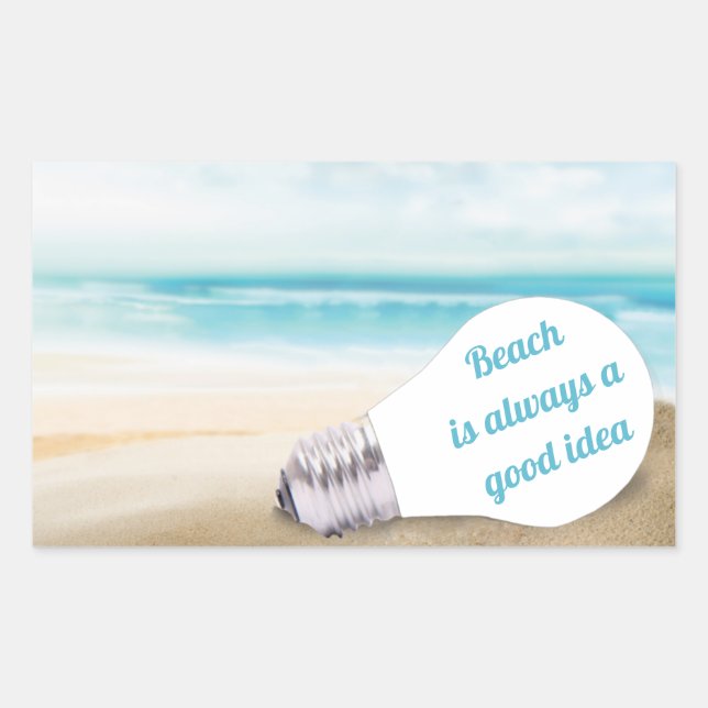 Beach is always a good idea, summer rectangular sticker (Front)