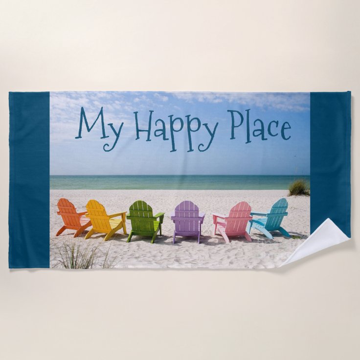 Beach is My Happy Place Beach Towel Zazzle
