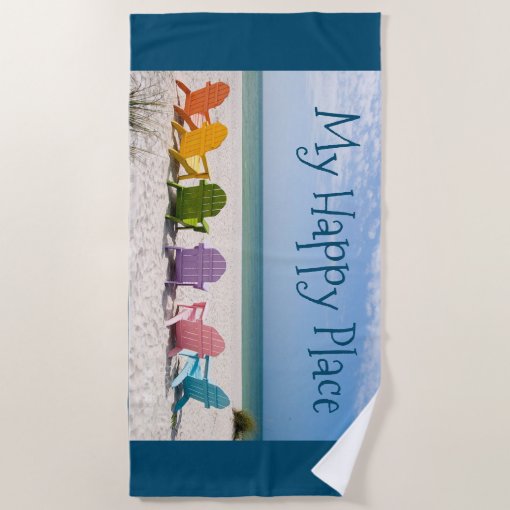 Beach is My Happy Place Beach Towel Zazzle
