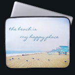 Beach Is My Happy Place Script California Coastal  Laptop Sleeve<br><div class="desc">“The beach is my happy place.” Relax, breathe, and explore the solitude of an empty California beach with this stunning, pastel-colored photography neoprene laptop sleeve. This laptop sleeve comes in three sizes: 15", 13", and 10”. Makes a great gift for someone special! You can easily personalize this neoprene laptop sleeve...</div>