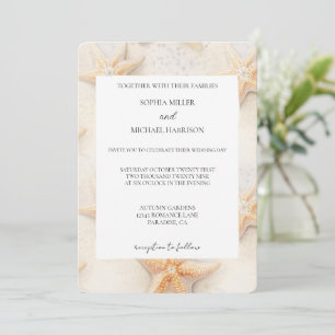 Beach Ivory Cream Ocean Starfish Wedding Invitation