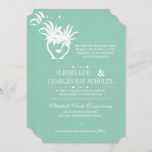 Beach Jade Green Palm Tree Destination Chalkboard Invitation
