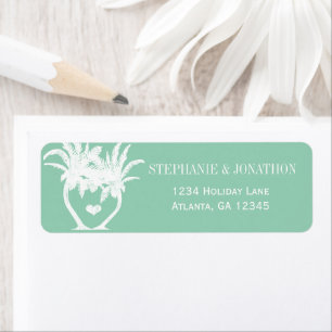 Beach Jaded Mint Palm Tree Destination Chalkboard Label