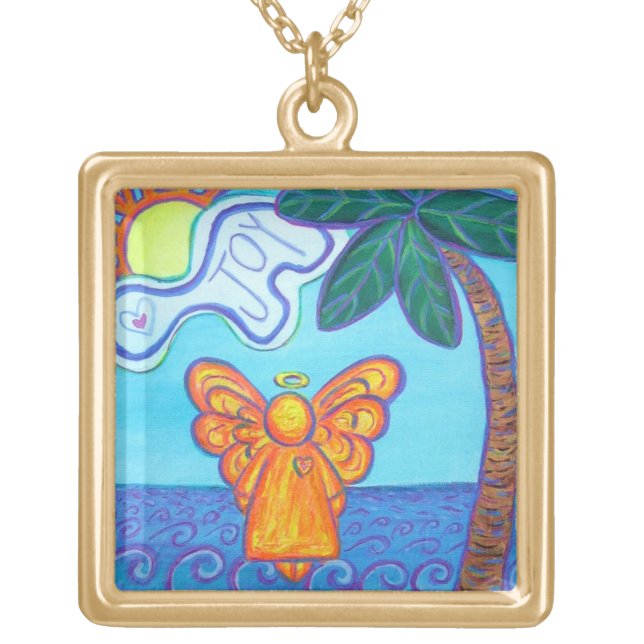 Beach Joy Angel Art Custom Pendant Necklace (Front)