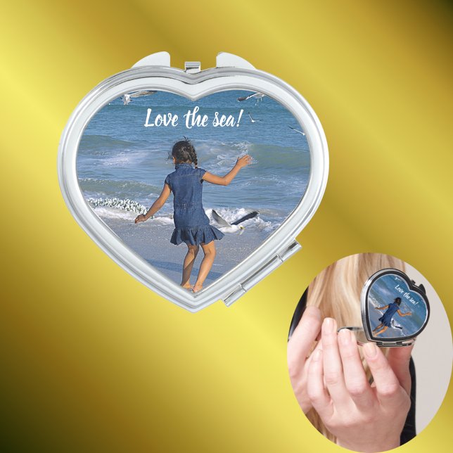 Beach Joy Blue Sea Happy Dance Scene Compact Mirror (Compact Mirror with Background)