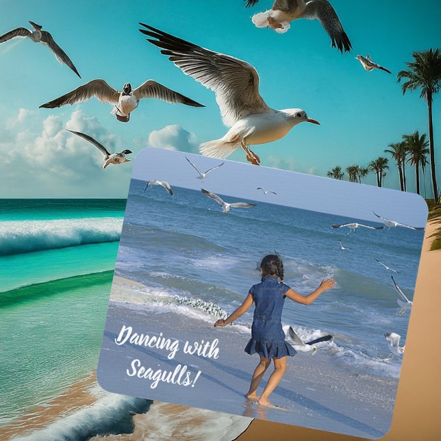 Beach Joy Dance Decorative Photo Mouse Pad (Slanted Front with Background)