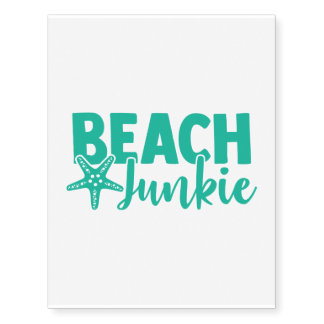 Beach Junkie with Starfish (Turquoise Green) Temporary Tattoos