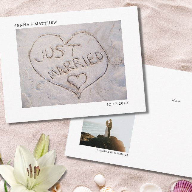 Beach Just Married Photo Announcement  (Creator Uploaded)
