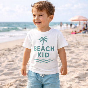Beach Kid Minimalist Palm Tree Wave Graphic Baby T-Shirt