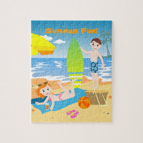 Beach kids birthday gift jigsaw puzzle