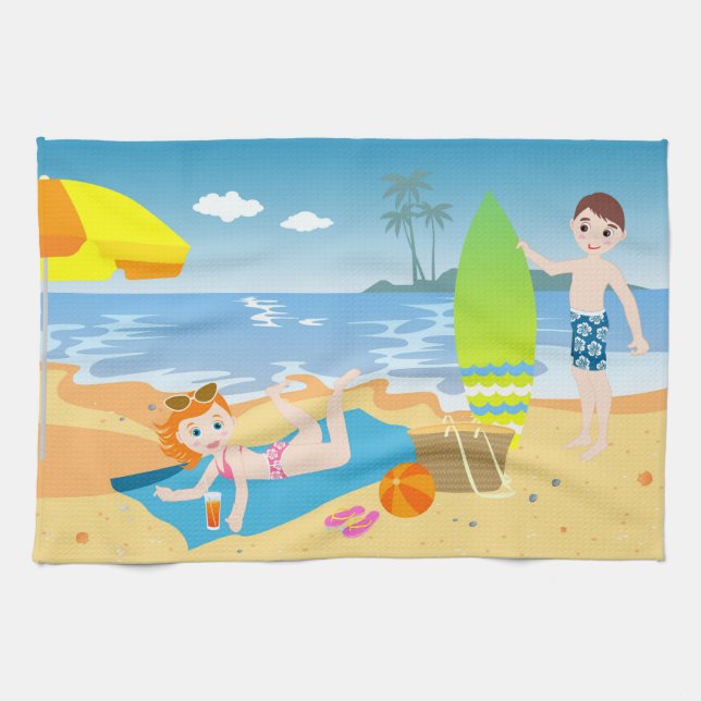Beach kids birthday gift towel (Horizontal)