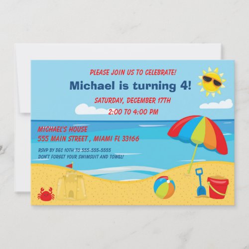 Beach Kids Birthday Invitation