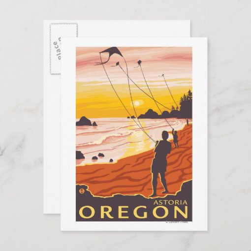 Beach & Kites Astoria, Oregon Postcard Zazzle