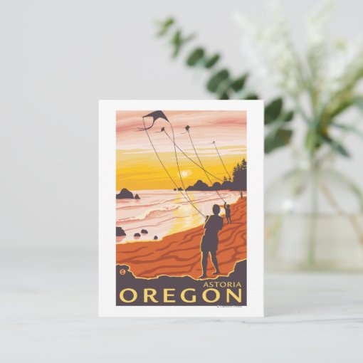 Beach & Kites Astoria, Oregon Postcard Zazzle