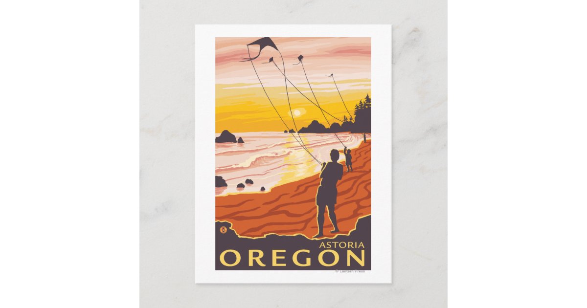Beach & Kites Astoria, Oregon Postcard Zazzle