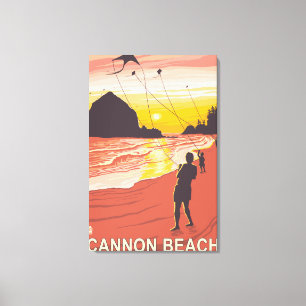 Beach & Kites - Cannon Beach, Oregon Canvas Print