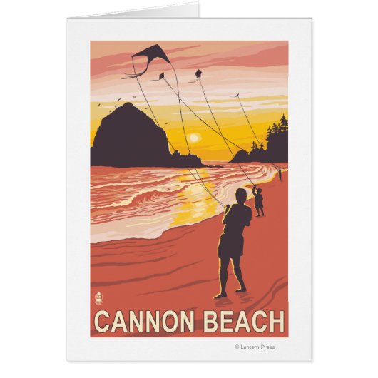Beach & Kites - Cannon Beach, Oregon Cards (Front)