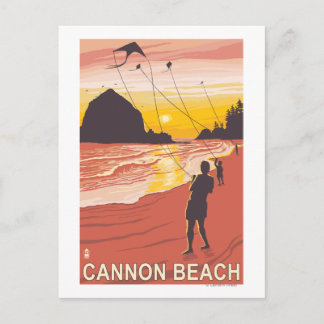 Beach & Kites - Cannon Beach, Oregon Postcard