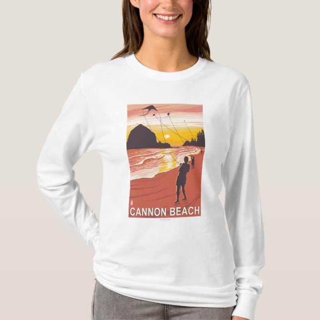 Beach & Kites - Cannon Beach, Oregon T-Shirt (Front)