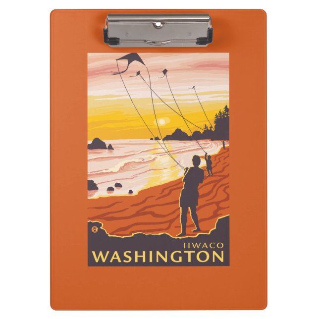 Beach & Kites - Ilwaco, Washington Clipboard (Front)