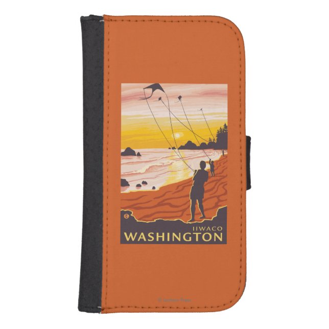 Beach & Kites - Ilwaco, Washington Samsung Galaxy Wallet Case (Front)