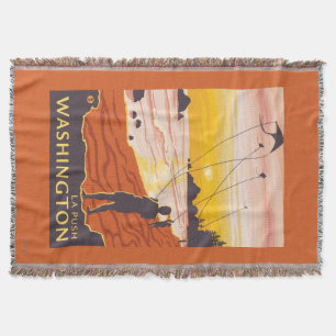 Beach & Kites - La Push, Washington Throw Blanket