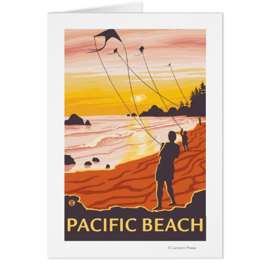 Beach & Kites - Pacific Beach, Washington Cards (Front)