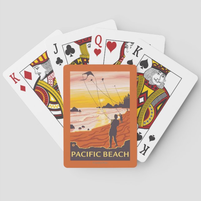 Beach & Kites - Pacific Beach, Washington Poker Cards (Back)