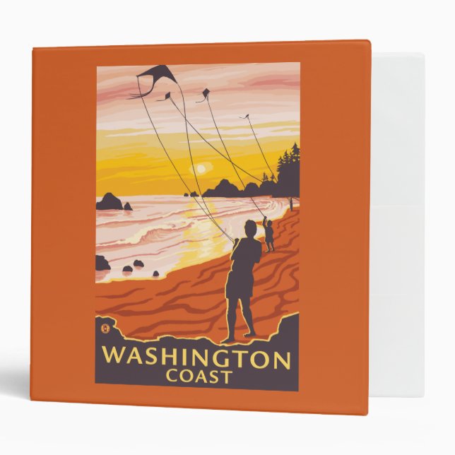 Beach & Kites - Washington Coast 3 Ring Binder (Front/Inside)