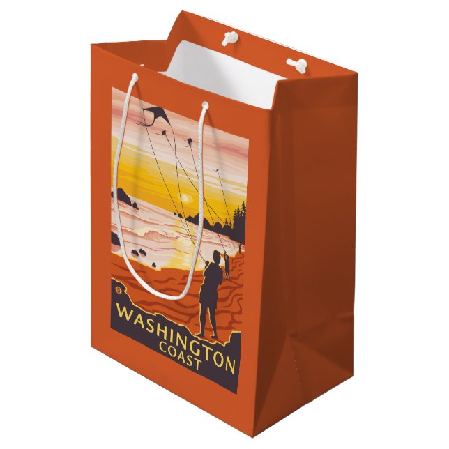 Beach & Kites - Washington Coast Medium Gift Bag (Front Angled)