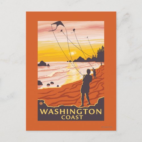 Beach  Kites _ Washington Coast Postcard