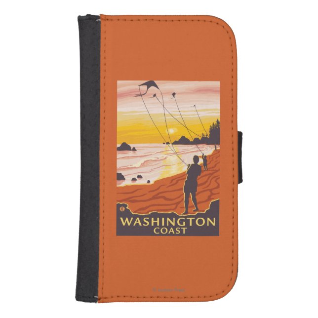 Beach & Kites - Washington Coast Samsung Galaxy Wallet Case (Front)