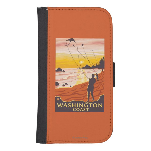 Beach & Kites - Washington Coast Samsung Galaxy Wallet Case (Front)