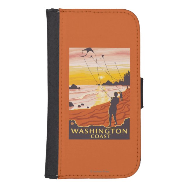 Beach & Kites - Washington Coast Samsung Galaxy Wallet Case (Front)