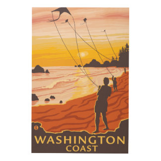 Beach & Kites - Washington Coast Wood Wall Decor