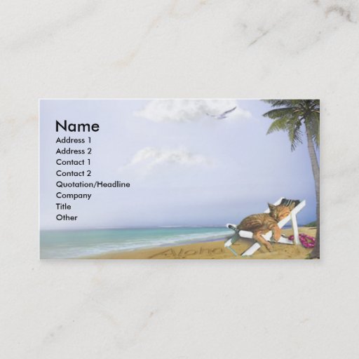 Customizable Beach Kitty Business Card