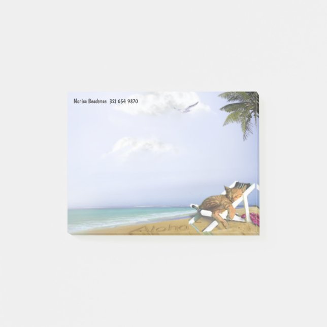 Beach Kitty (customizable) Post-it Notes (Front)
