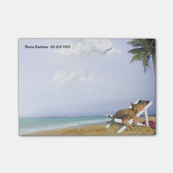 Beach Kitty Post-it-notes (customizable) Post-it Notes by aura2000 at Zazzle