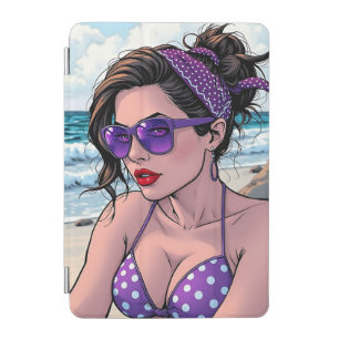 Beach Lady in Shades, Bikini and Bandana iPad Mini Cover