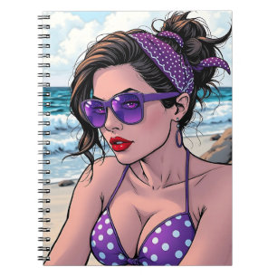 Beach Lady in Shades, Bikini and Bandana Notebook